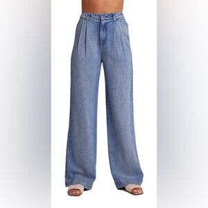 Anthropologie Bella Dahl Greta Pleat Front Wide Leg Chambray Pant